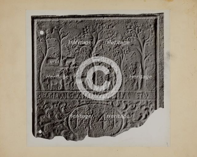 Pa. German Stove Plate, c. 1937. Creator: Charles Von Urban.