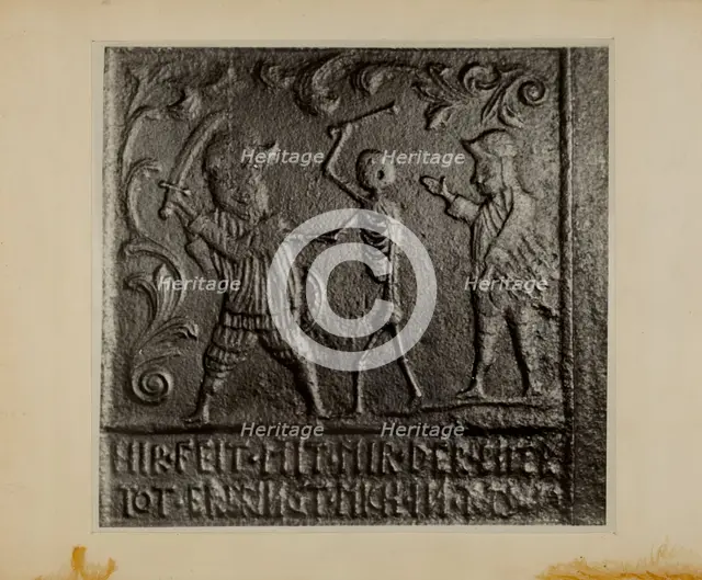 Pa. German Stove Plate, c. 1937. Creator: Charles Von Urban.