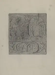 Pa. German Stove Plate, c. 1937. Creator: Roy Weber