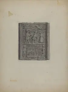 Pa. German Stove Plate, c. 1937. Creator: Roy Weber