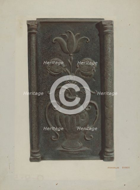 Pa. German Stove Plate, c. 1939. Creator: Franklyn Syres.