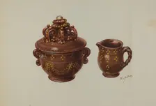 Pa. German Sugar Bowl and Creamer, c. 1941. Creator: William L. Antrim