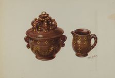 Pa. German Sugar Bowl and Creamer, c. 1941. Creator: William L. Antrim