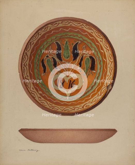 Pa. German Scraffito Plate, c. 1941. Creator: Aaron Fastovsky.