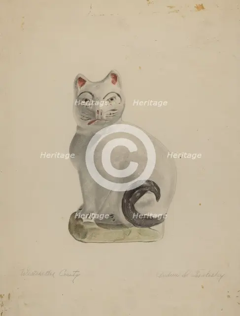 Pa. German Seated Cat, c. 1938. Creator: Andrew Topolosky.