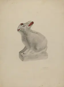 Pa. German Seated Chalkware Rabbit, c. 1938. Creator: Andrew Topolosky