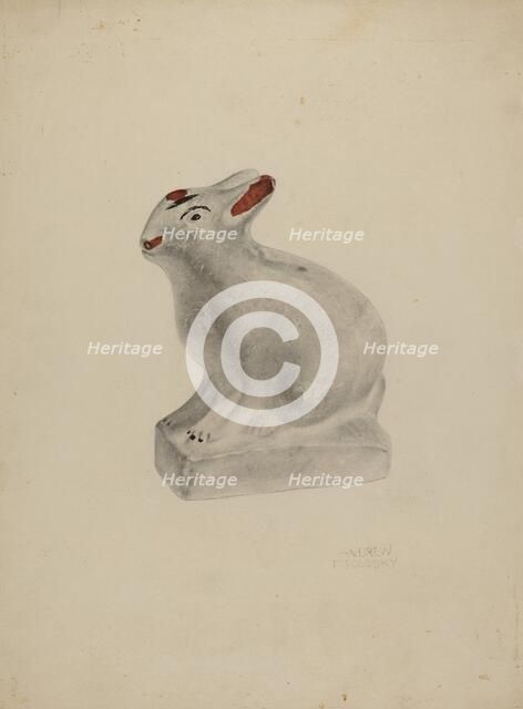 Pa. German Seated Chalkware Rabbit, c. 1938. Creator: Andrew Topolosky.