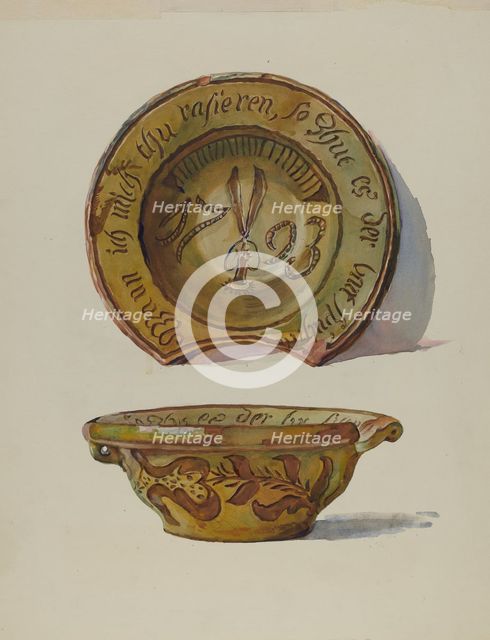 Pa. German Shaving Basin, c. 1936. Creator: Frances Lichten.