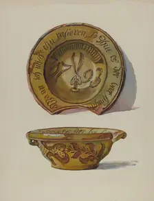 Pa. German Shaving Basin, c. 1936. Creator: Frances Lichten