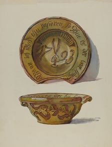 Pa. German Shaving Basin, c. 1936. Creator: Frances Lichten