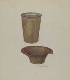 Pa. German Shaving Mug and Basin, c. 1940. Creator: Carl Strehlau