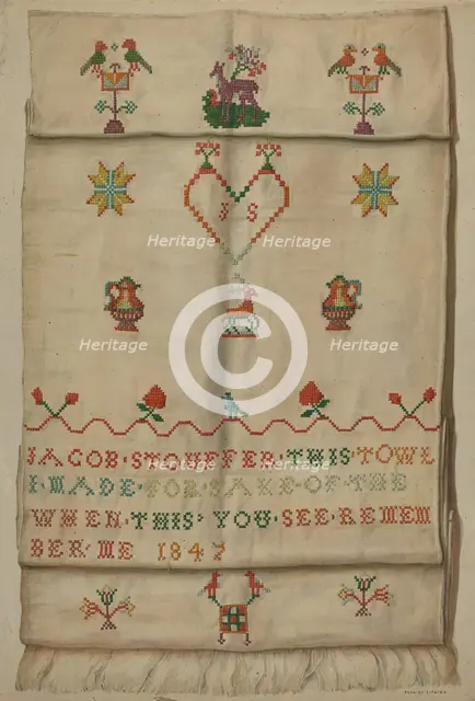Pa. German Show Towel, c. 1937. Creator: Frances Lichten.