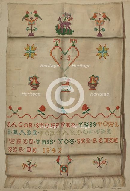 Pa. German Show Towel, c. 1937. Creator: Frances Lichten.