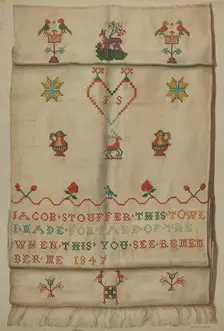 Pa. German Show Towel, c. 1937. Creator: Frances Lichten