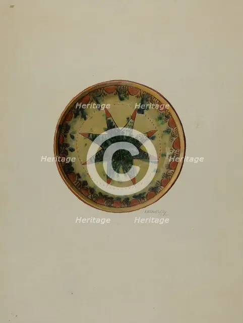 Pa. German Small Plate, 1938. Creator: Eugene Shellady.