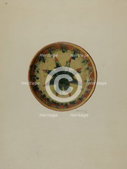 Pa. German Small Plate, 1938. Creator: Eugene Shellady.