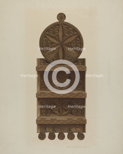 Pa. German Spoon Rack, c. 1942. Creator: William H Edwards.
