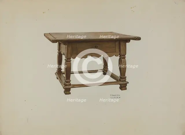 Pa. German Table, c. 1937. Creator: Frances Lichten.