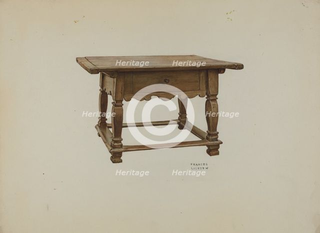 Pa. German Table, c. 1937. Creator: Frances Lichten.