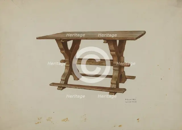 Pa. German Table, c. 1938. Creator: Frances Lichten.