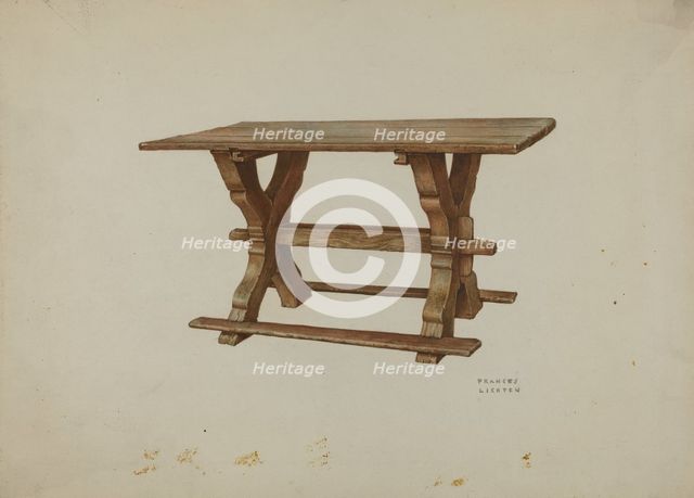 Pa. German Table, c. 1938. Creator: Frances Lichten.