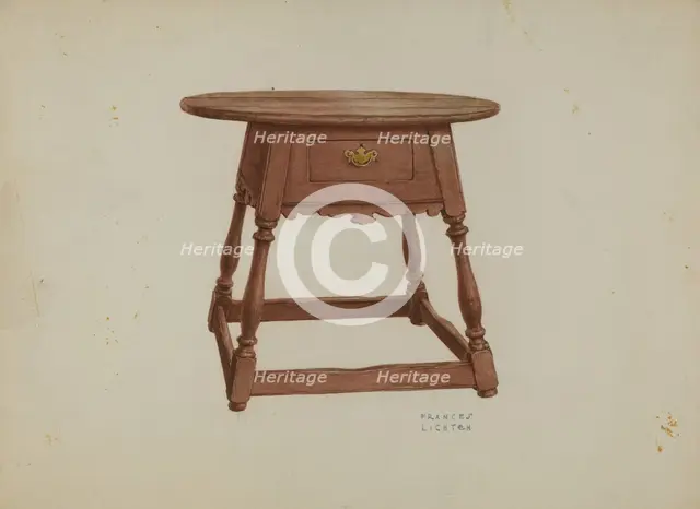 Pa. German Table, c. 1938. Creator: Frances Lichten.
