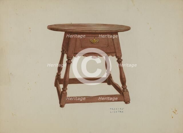 Pa. German Table, c. 1938. Creator: Frances Lichten.