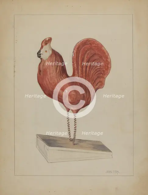 Pa. German Toy Bellows Rooster, c. 1936. Creator: John Fisk.