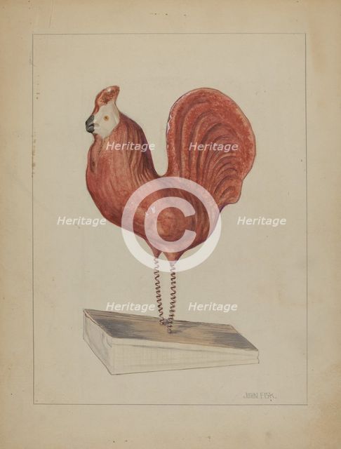 Pa. German Toy Bellows Rooster, c. 1936. Creator: John Fisk.