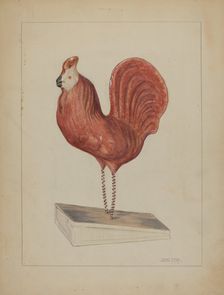 Pa. German Toy Bellows Rooster, c. 1936. Creator: John Fisk