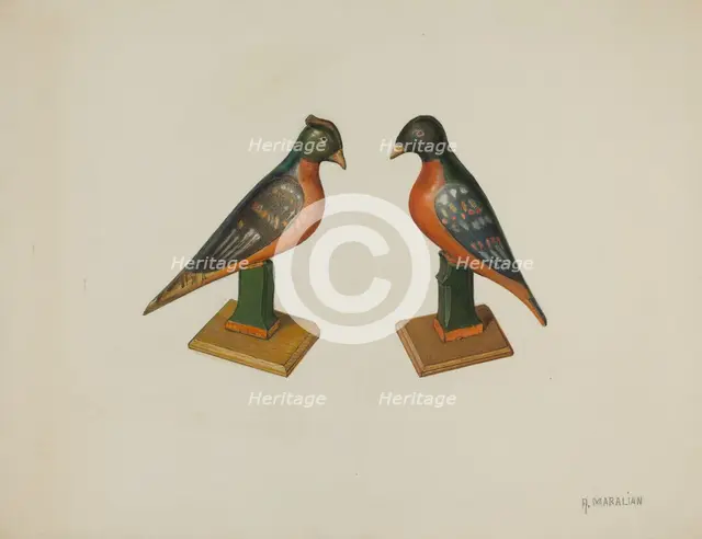 Pa. German Toy Birds, c. 1939. Creator: Arsen Maralian.