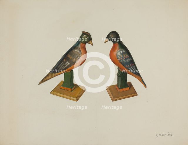 Pa. German Toy Birds, c. 1939. Creator: Arsen Maralian.