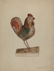 Pa. German Toy Rooster with Bellows, 1935/1942. Creator: Isabelle De Strange