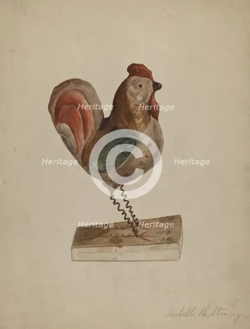 Pa. German Toy Rooster with Bellows, 1935/1942. Creator: Isabelle De Strange.