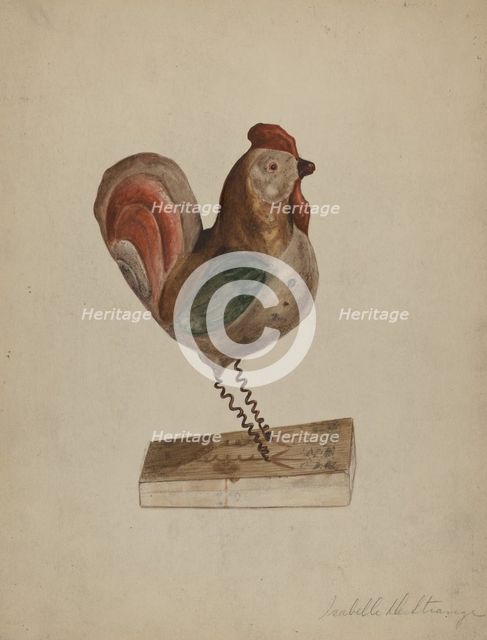 Pa. German Toy Rooster with Bellows, 1935/1942. Creator: Isabelle De Strange.
