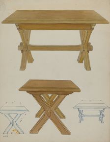 Pa. German Trestle Table, c. 1936. Creator: Lawrence Porth