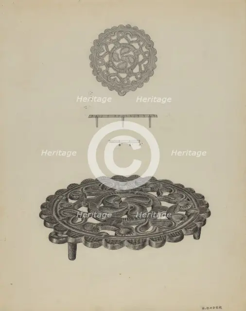 Pa. German Trivet, c. 1938. Creator: Herman Bader.