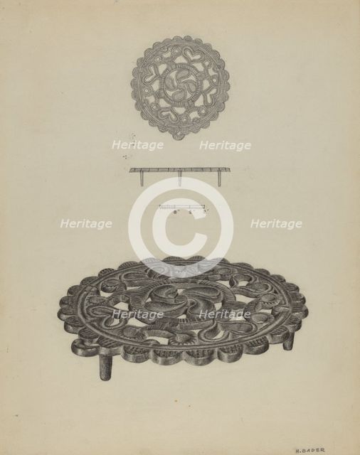 Pa. German Trivet, c. 1938. Creator: Herman Bader.