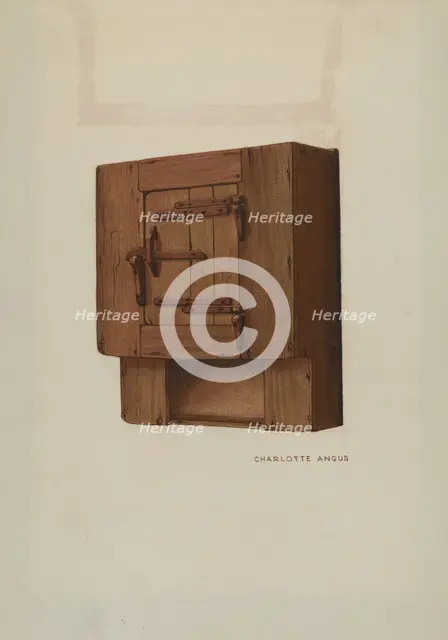 Pa. German Wall Corner Cupboard, c. 1938. Creator: Charlotte Angus.