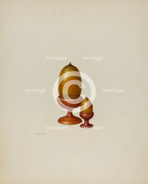 Pa. German Wooden Acorns, c. 1941. Creator: Hester Duany.