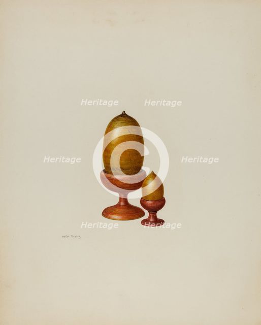 Pa. German Wooden Acorns, c. 1941. Creator: Hester Duany.