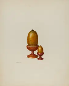Pa. German Wooden Acorns, c. 1941. Creator: Hester Duany