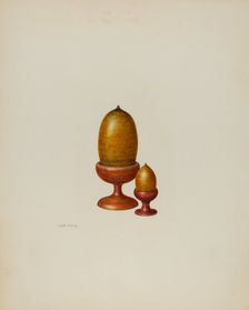 Pa. German Wooden Acorns, c. 1941. Creator: Hester Duany