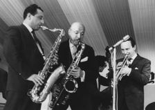 Pat Halcox, Bud Freeman, Chris Barber, Manchester Jazz Festival, 1963. Creator: Brian Foskett