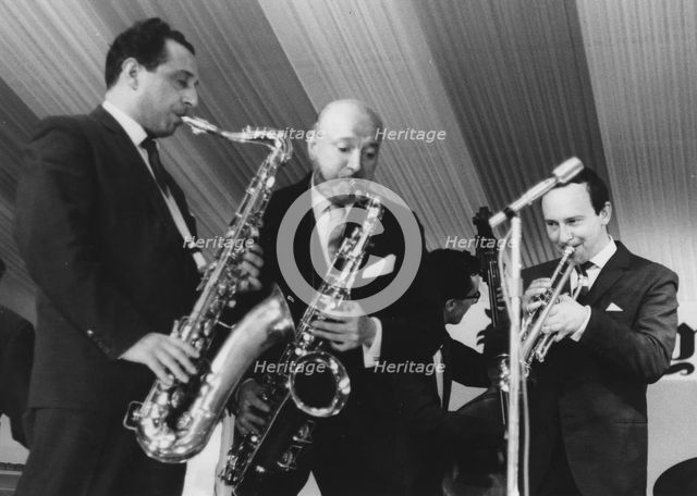 Pat Halcox, Bud Freeman, Chris Barber, Manchester Jazz Festival, 1963. Creator: Brian Foskett.