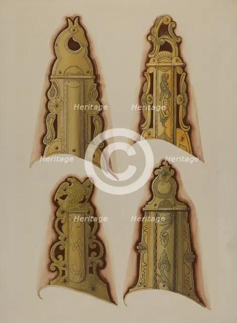 Patch Boxes of Kentucky Rifles, c. 1937. Creator: Albert J. Levone.