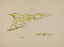 Patch Pocket, Butt Plate & Stock on Ky. Rifle, 1938. Creator: Charles Moss
