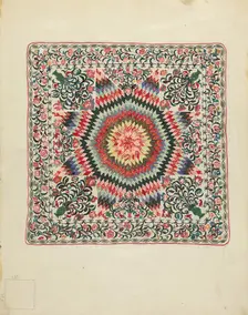 Patchwork and Applique Quilt, 1935/1942. Creator: Irene Schaefer