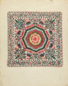 Patchwork and Applique Quilt, 1935/1942. Creator: Irene Schaefer
