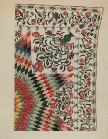Patchwork and Applique Quilt, 1935/1942. Creator: Mary Berner